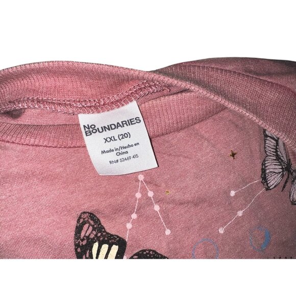 No Boundaries Pink Butterfly & Sun Graphic Cropped T-Shirt Sz XXL Womens - Picture 5 of 10